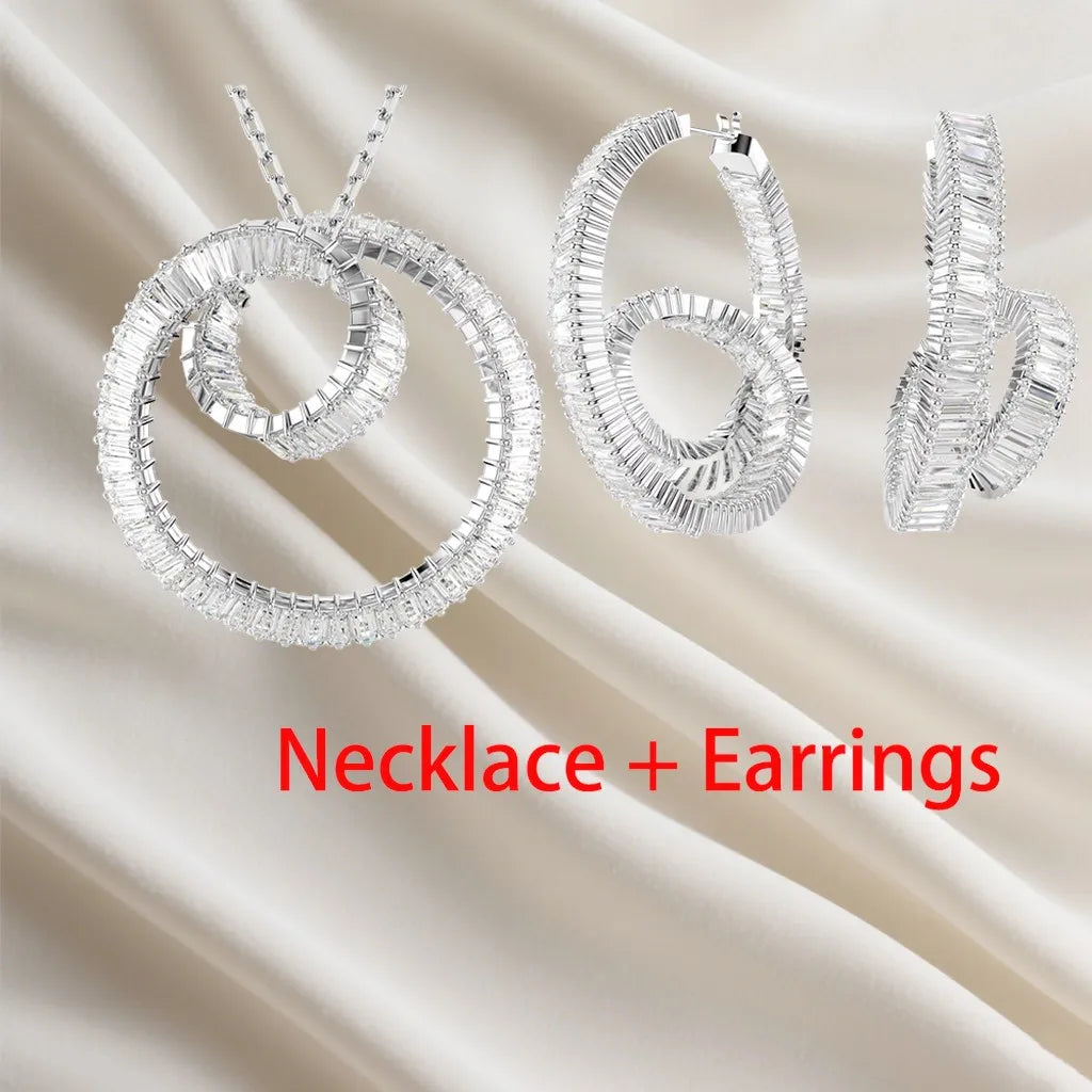 Sparkling Inlaid Pearl Pendant Jewelry Set for Women