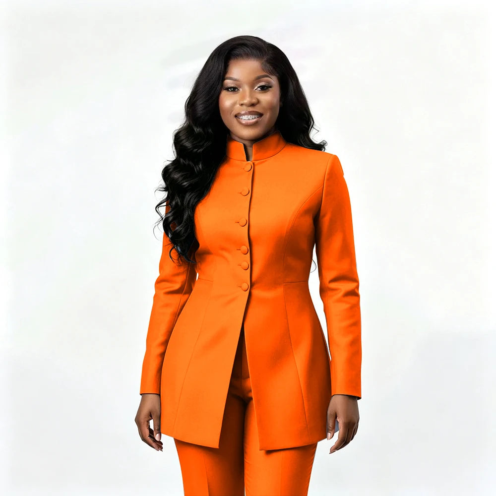 Smart Casual Two Piece Knit Blazer Set with Pants for Women