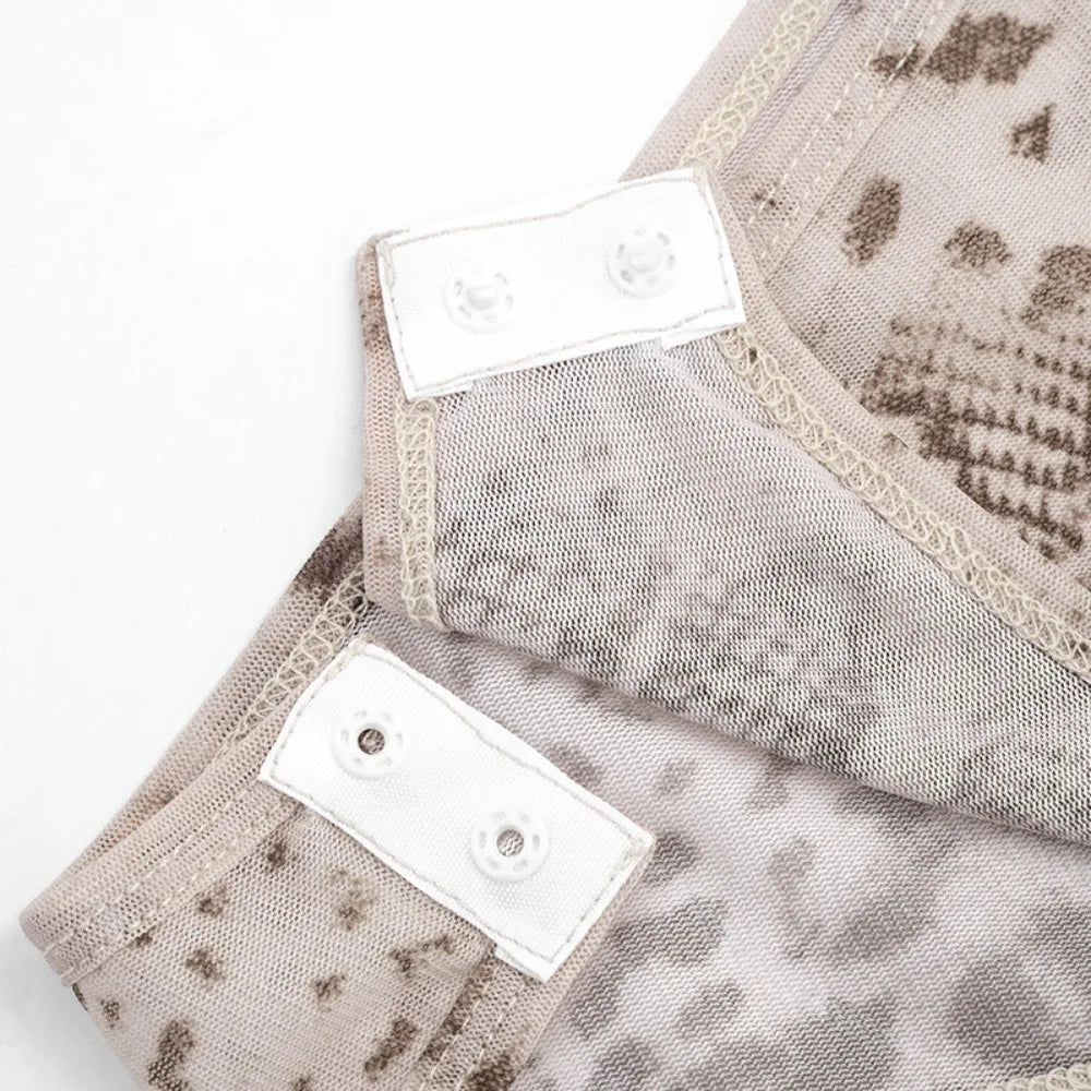 Leopard Print Bodysuit And Split Skirt Set for Women