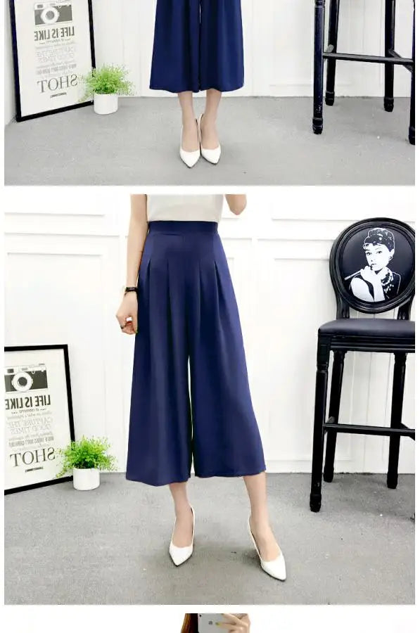 High Waist Pleated Wide Leg Cotton Linen Pants For Women