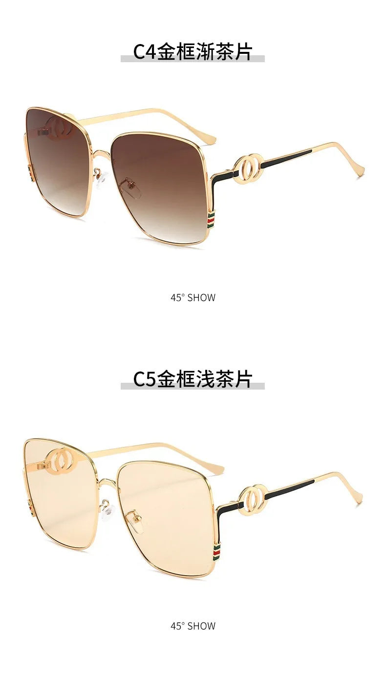 Square Frame Metal Sunglasses