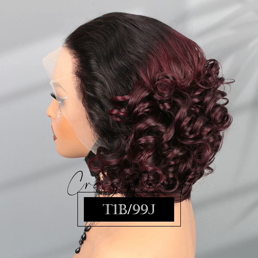 Burgundy Loose Wave Lace Front Human Hair Wig for Black Women