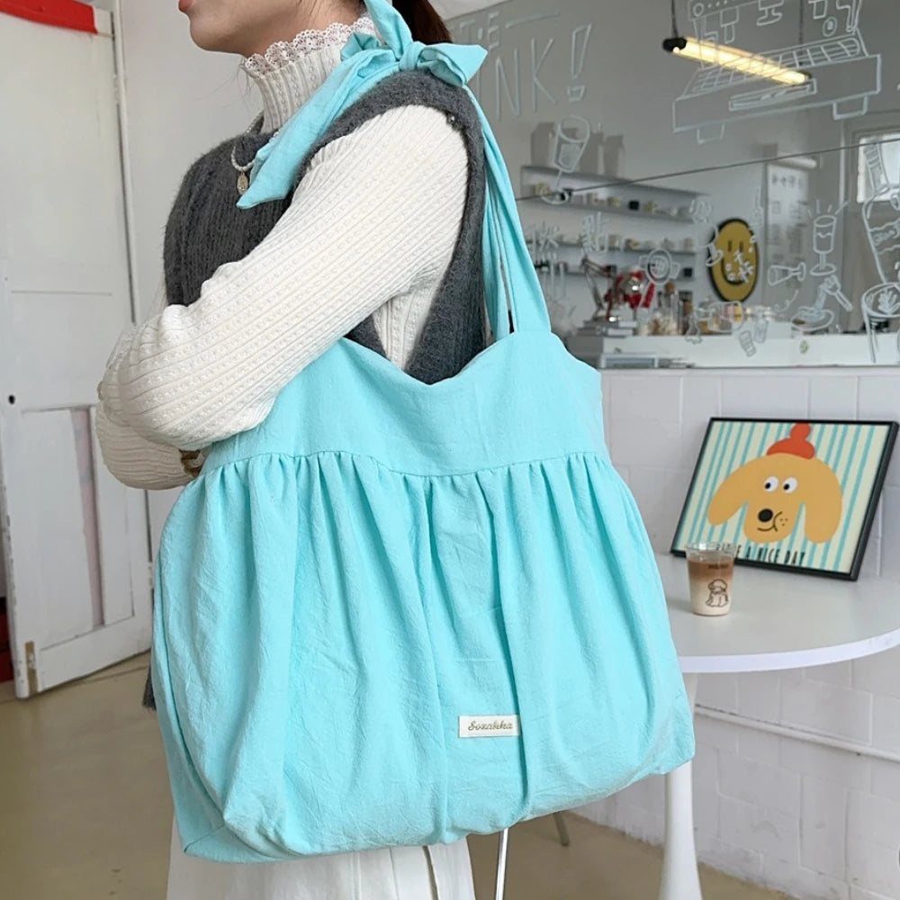 Casual Large Capacity Belted Canvas Tote Bag for Women