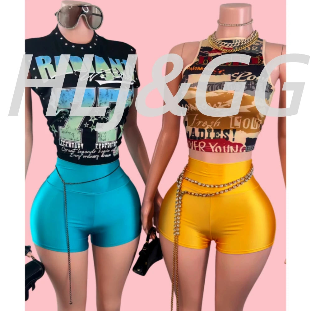 Trendy Letter Print O Neck Sleeveless Two Piece Set for Women