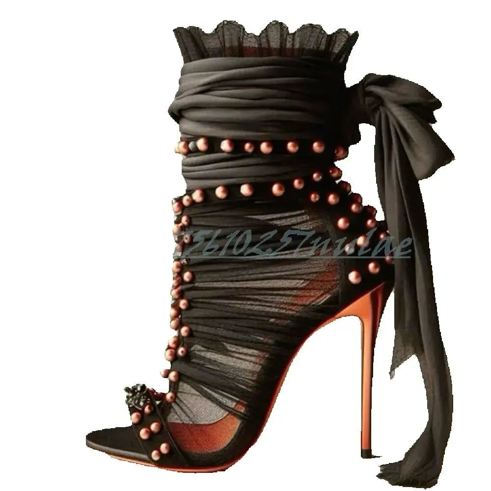 Sleek Rivet Embellished Stiletto Sandals for Women