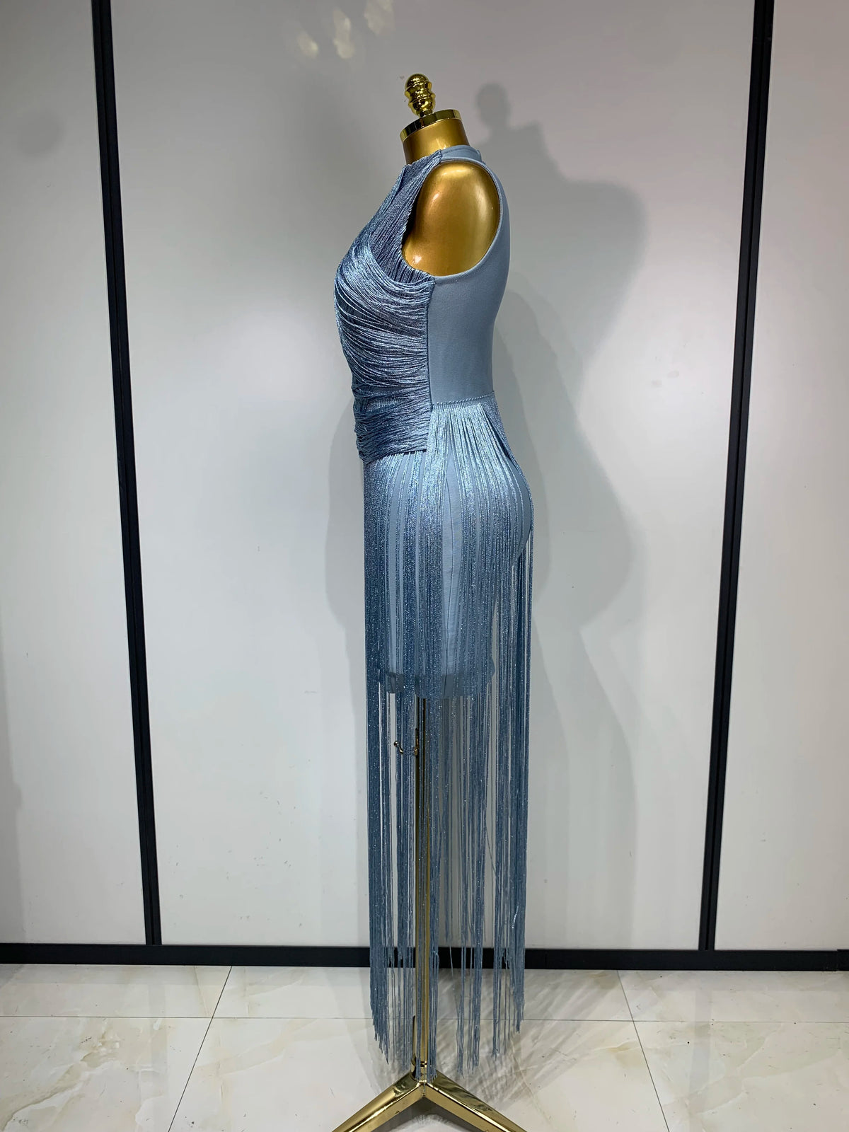 Women Sexy Sleeveless Tassel Bodycon Bandage Dresses Celebrity Elegant Evening Party Nightclub Luxury Birthday Cocktail Dress