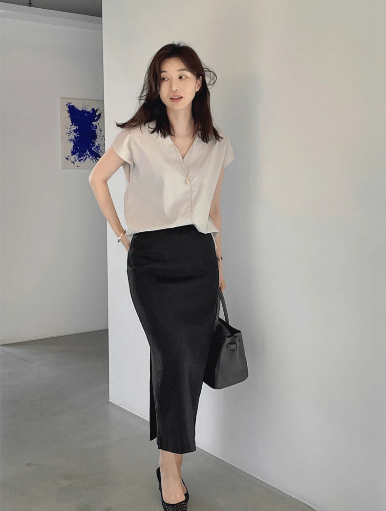 Shirts & Blouses For Women Half Sleeve Summer Loose Button Up Woman Top V Neck Simple Cheap Stylish Offer Aesthetic Hot Xl S Xxl