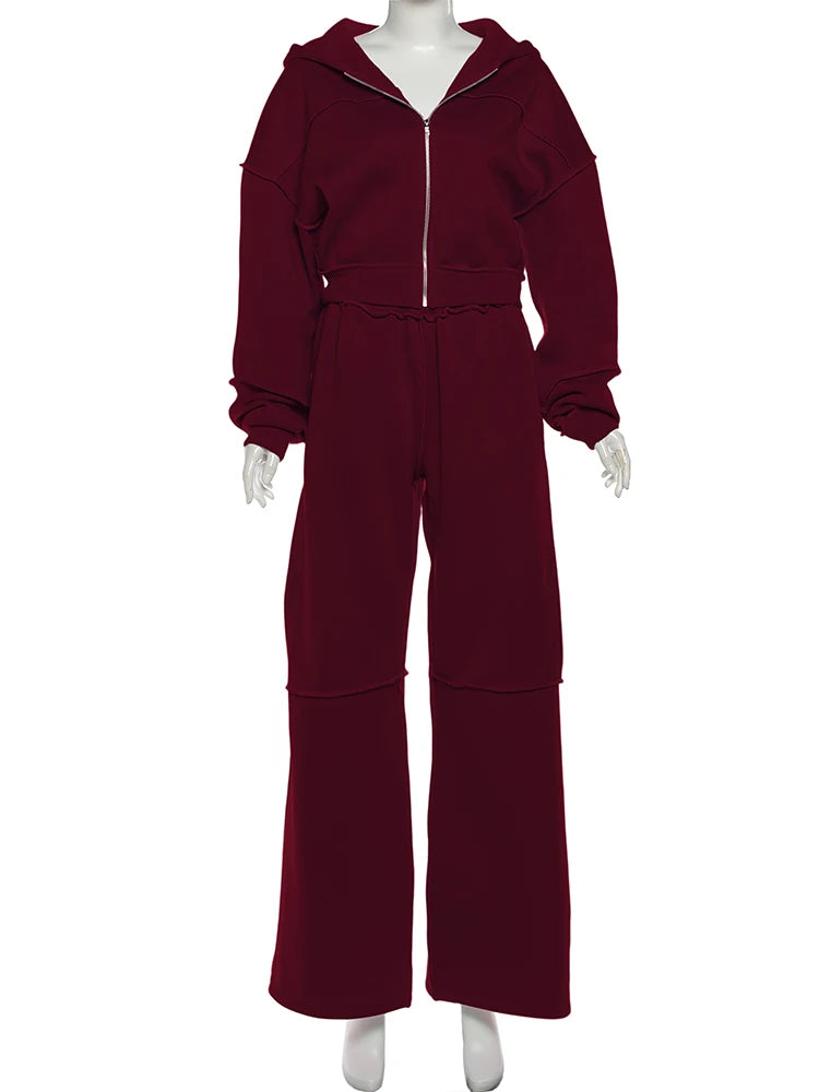 Cozy Woolen Hooded Pantsuit