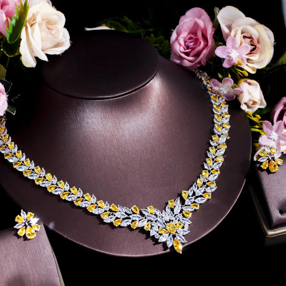 Yellow Cubic Zirconia Bridal Jewelry Set