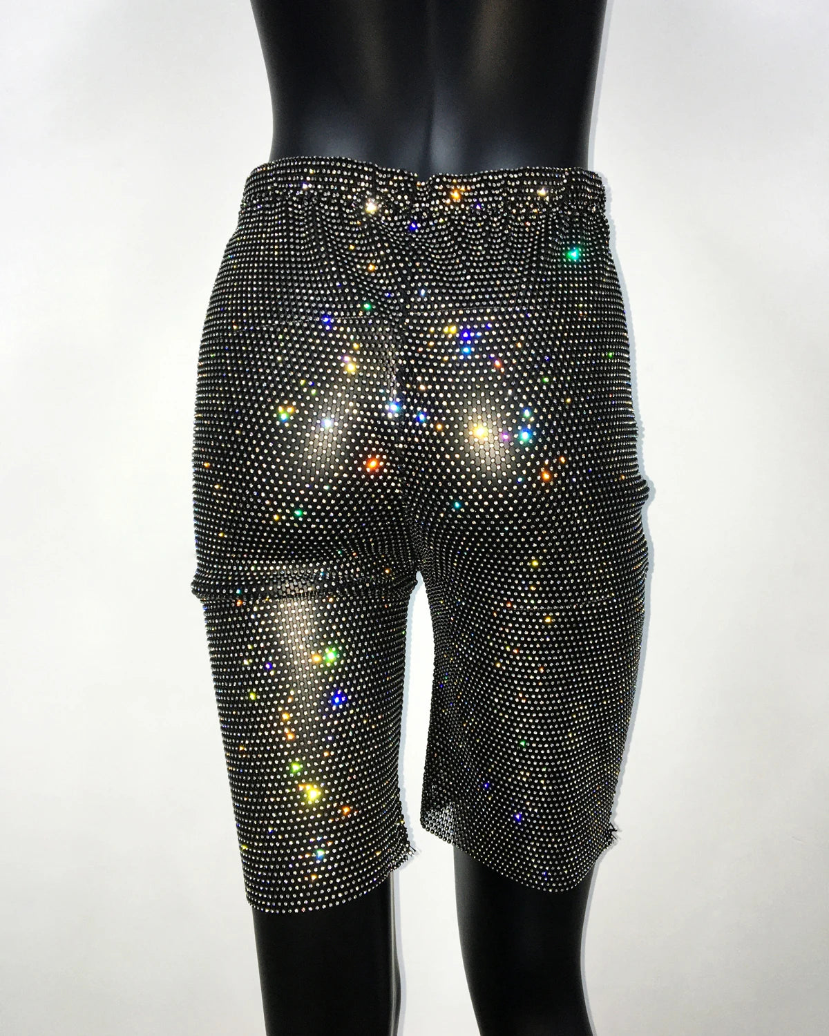Rhinestone Fishnet Mesh High Waisted Shorts for Women