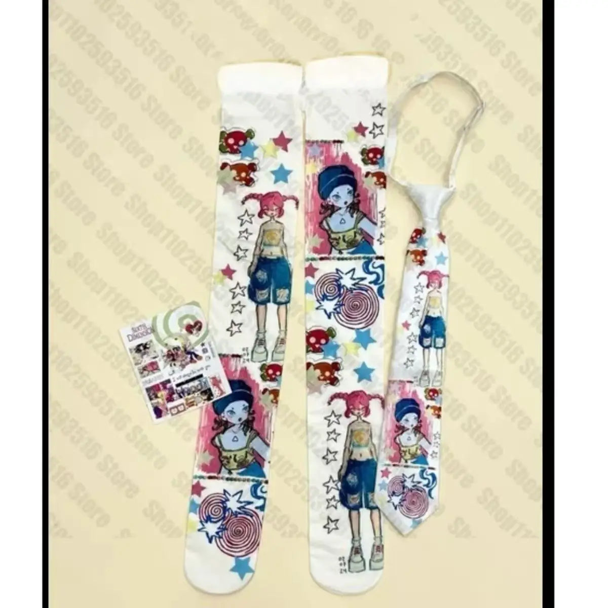 Stylish Graphic Print Over Knee Thigh High Socks For Women