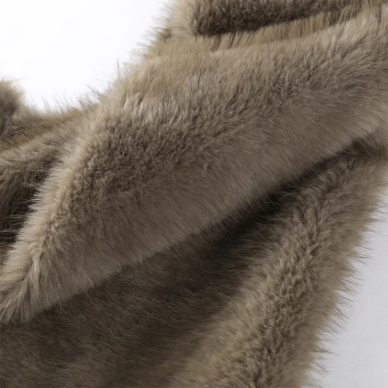 Long Thick Plush Faux Fur Scarf With Fringe for Women