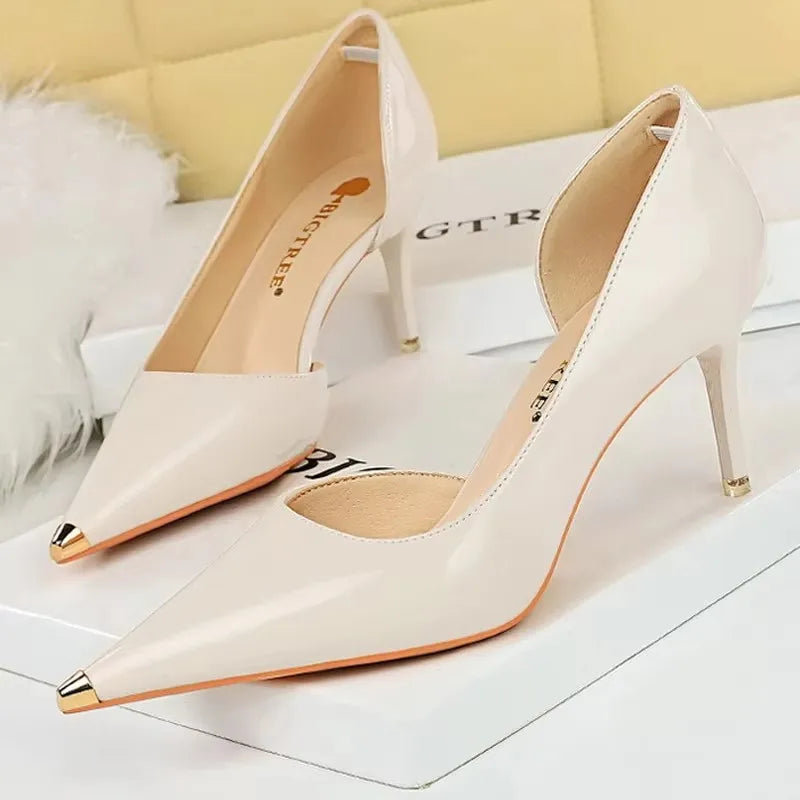 Pointed Toe Patent Leather Stiletto Pumps for Women