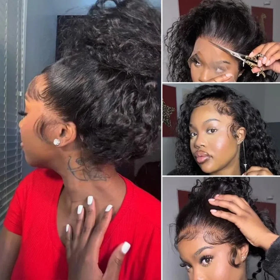 Deep Wave Glueless Human Hair Lace Front Wig for Women
