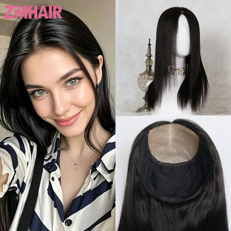 Silk Base Glueless Straight Human Hair Wig For Women