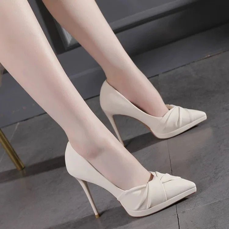 Pointed Pleated Stiletto Pumps