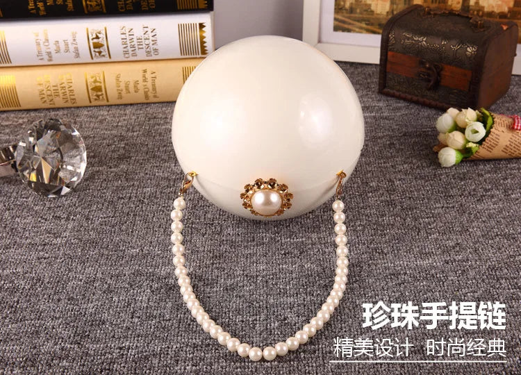 Pearl Embellished Round Acrylic Clutch Bag for Women