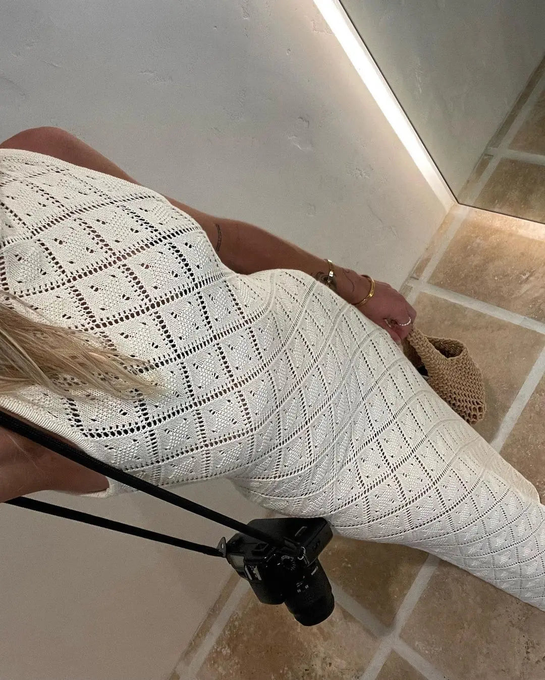 Sexy Cut Out Slit Knit Mesh Swimsuit Cover Up Pareo Tunic 2025 Summer Beach Maxi Dress Bikini Cover-ups Women Beachwear A2318