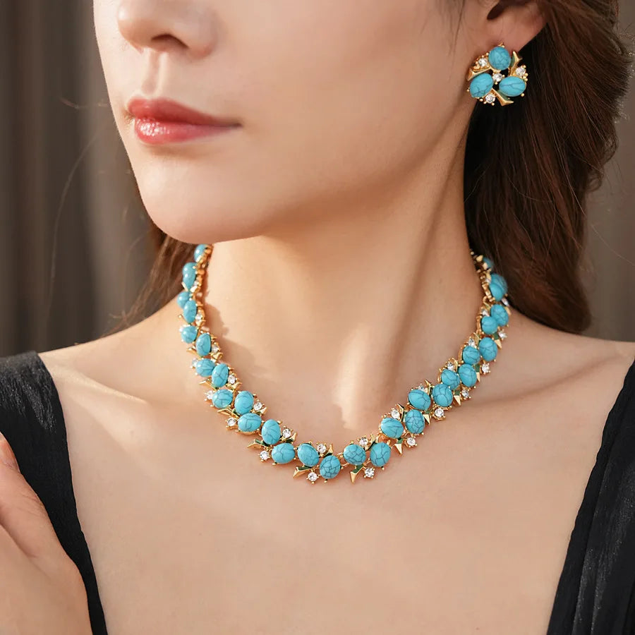 Floral Resin Necklace and Earring Set