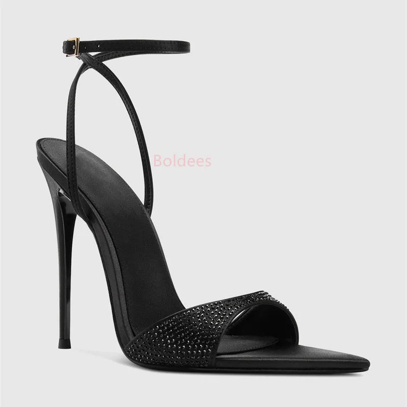 Crystal Buckle Stiletto Sandals
