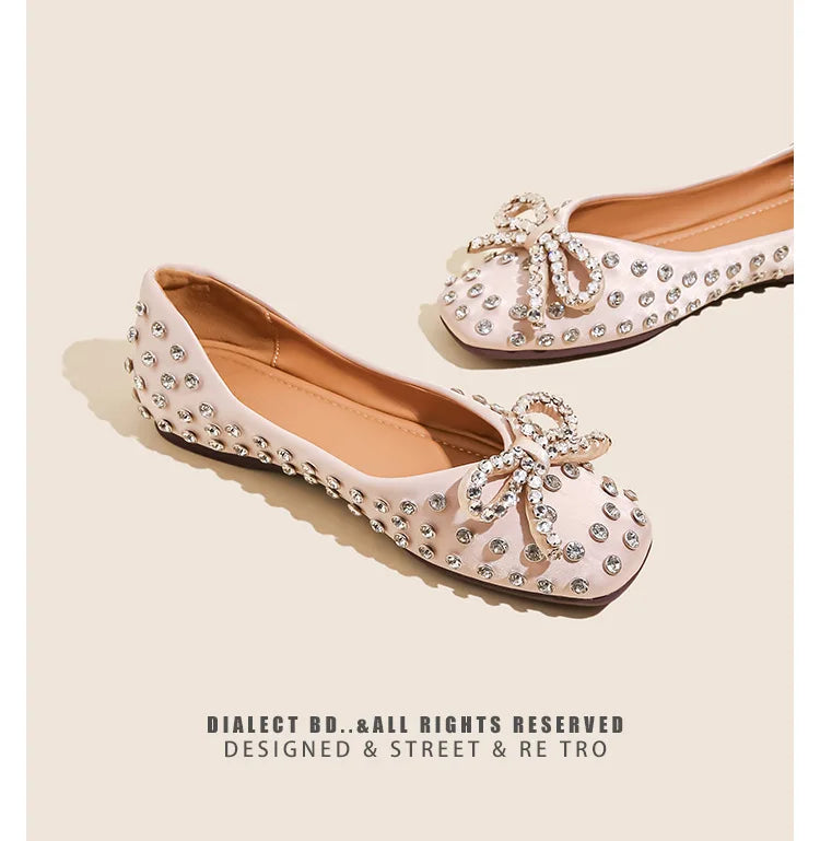 Elegant Rhinestone Bowknot Mary Jane Shoes For Women