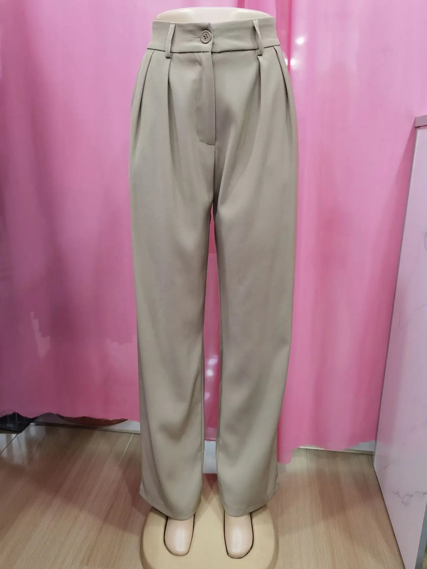 Elegant Pure Color Draped Wide Leg Suit Pants for Women High Waist Long Trousers Fashionable Business Casual Loose Fit