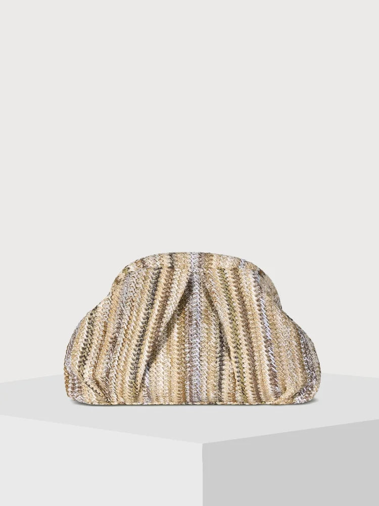 Ruched Glitter Rhinestones Clutch Bag
