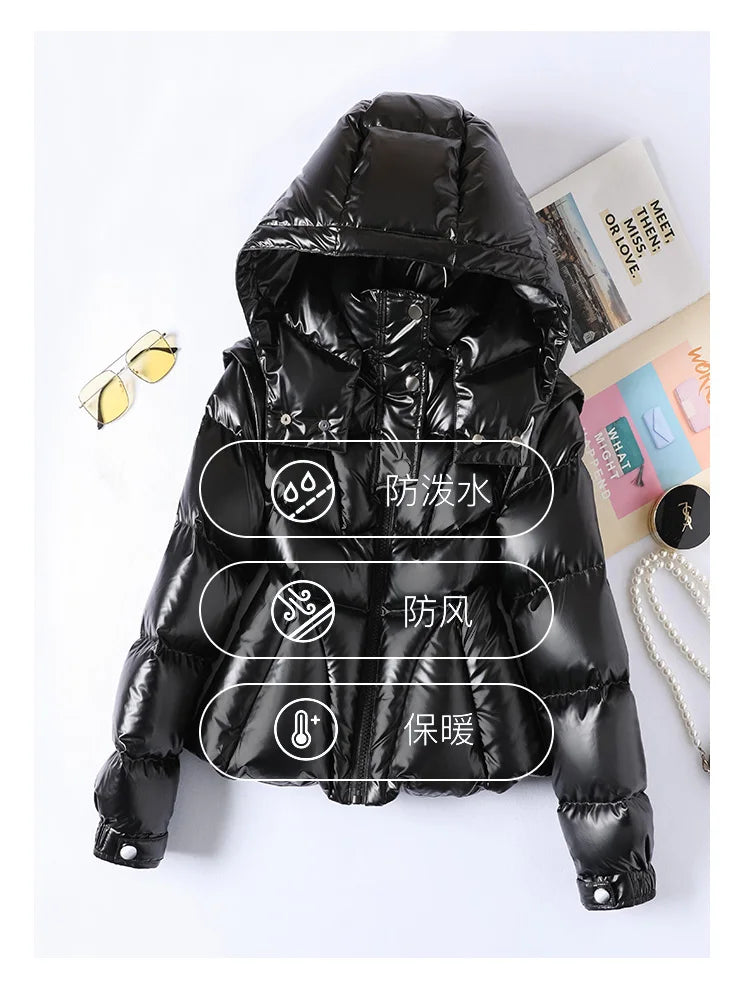 Glossy Hooded Down Jacket
