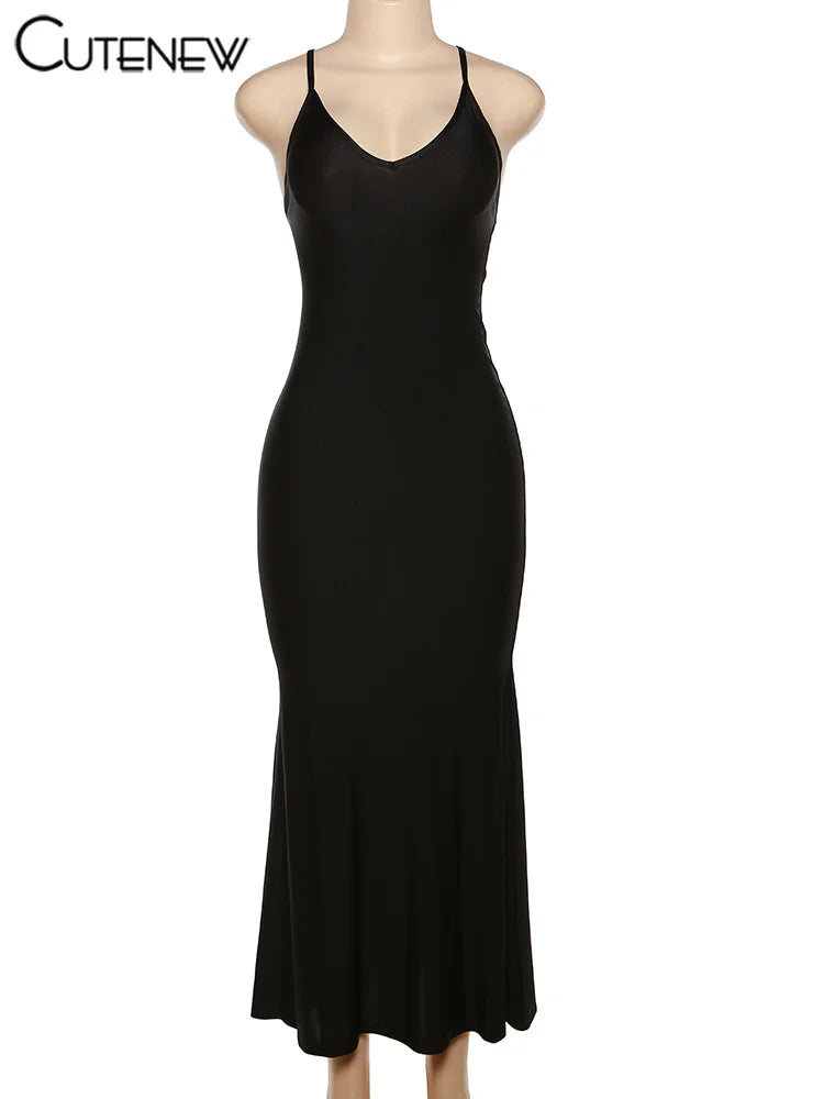 Red Shiny Backless Maxi Dress