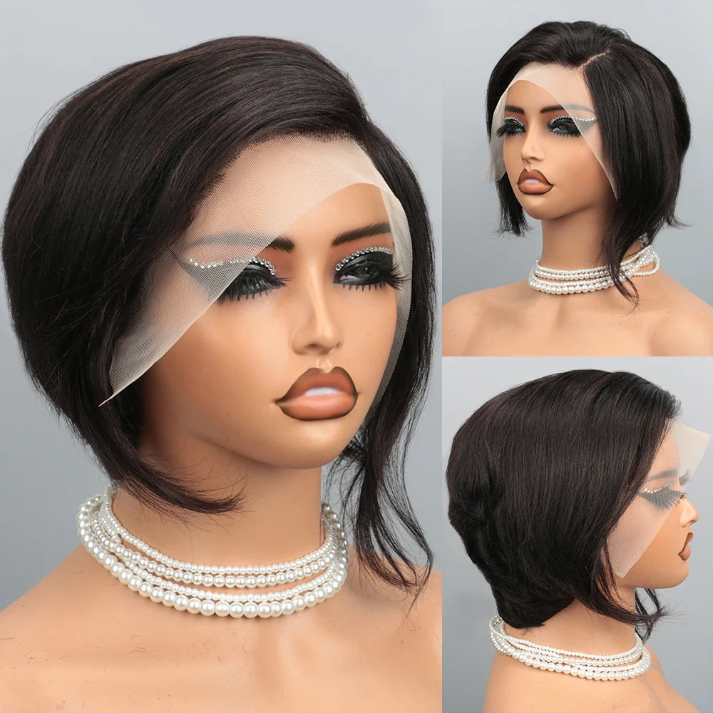 Short Curly Brazilian Human Hair Lace Front Wig for Women