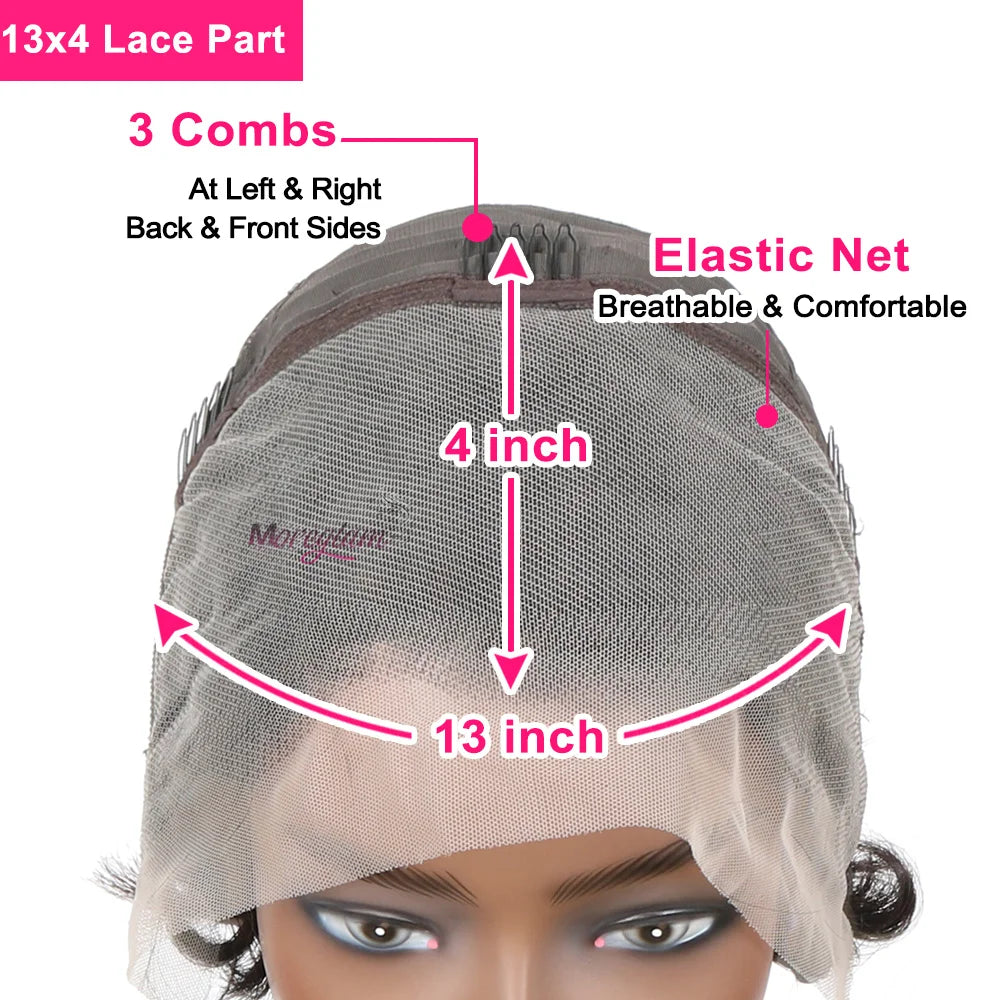 Pixie Cut Short Curly Lace Front Human Hair Wig for Women