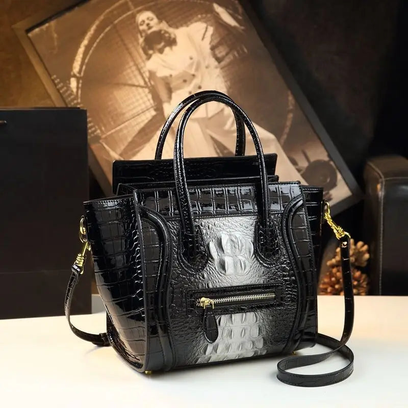 Crocodile Embossed Leather Crossbody Bag for Women