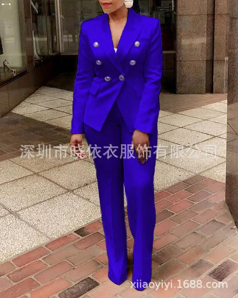 Double Breasted Blazer And Pants Suit Set for Women