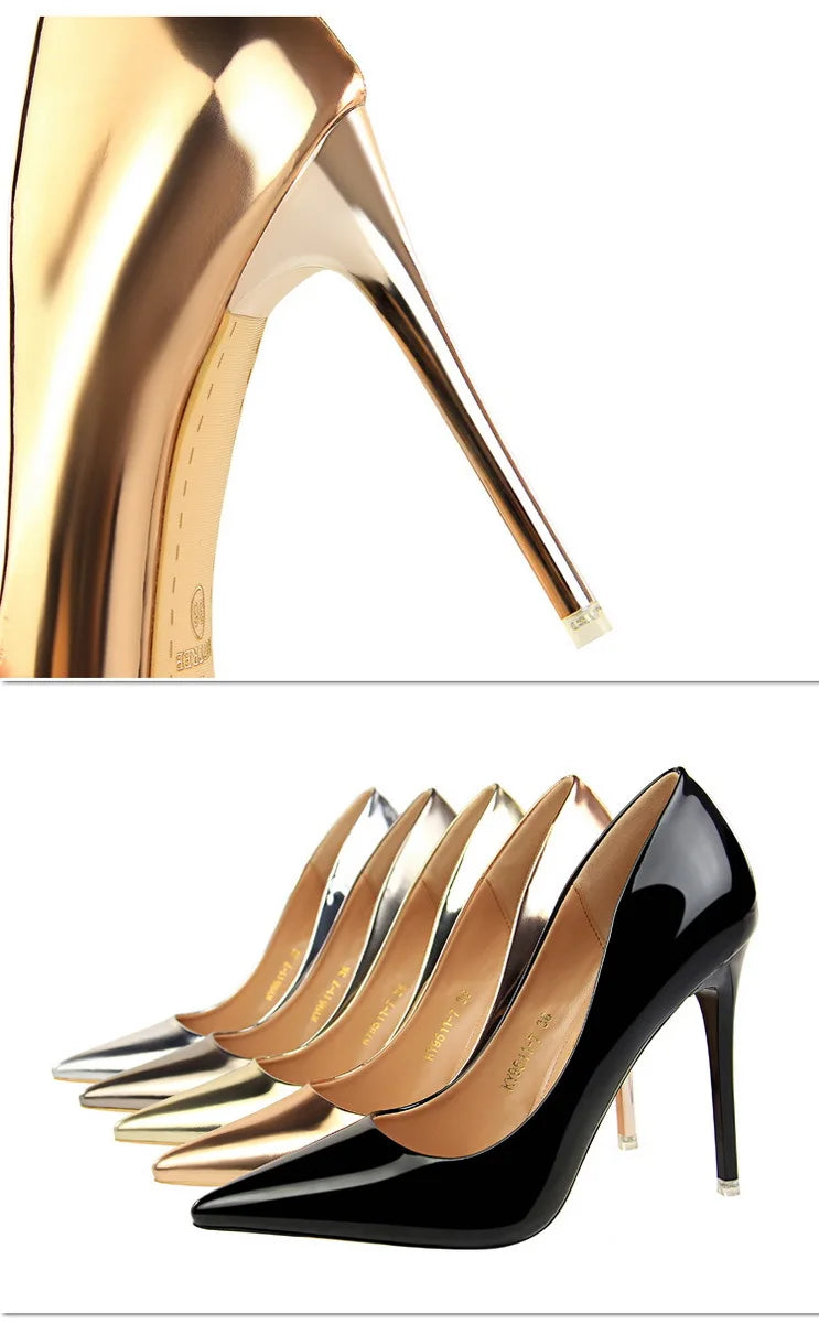Classic Patent Leather Stiletto High Heel Pumps for Women
