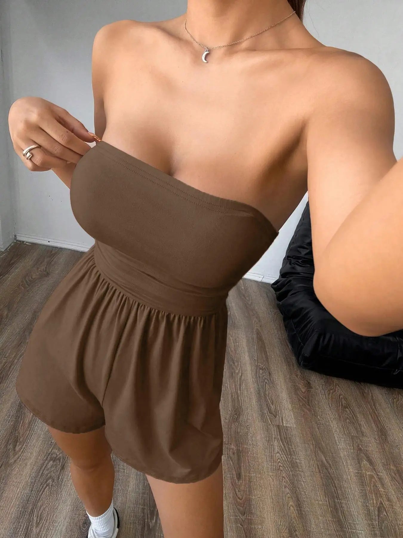 Leopard Print Sleeveless Tube Top Jumpsuit for Women