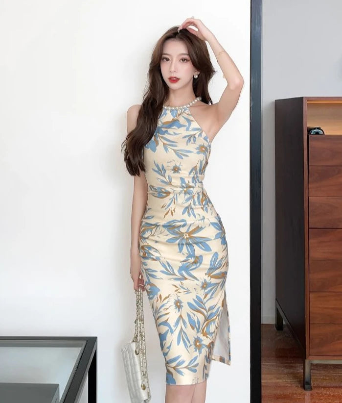Dresses for Women Tight Split Flower Off Shoulder Midi Woman Dress New in Cheap Casual on Sale Clearance Beach Promotion Clothes