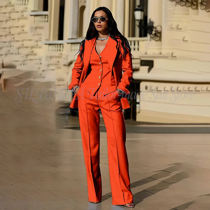 Sophisticated Slim Fit Three Piece Blazer Set For Women