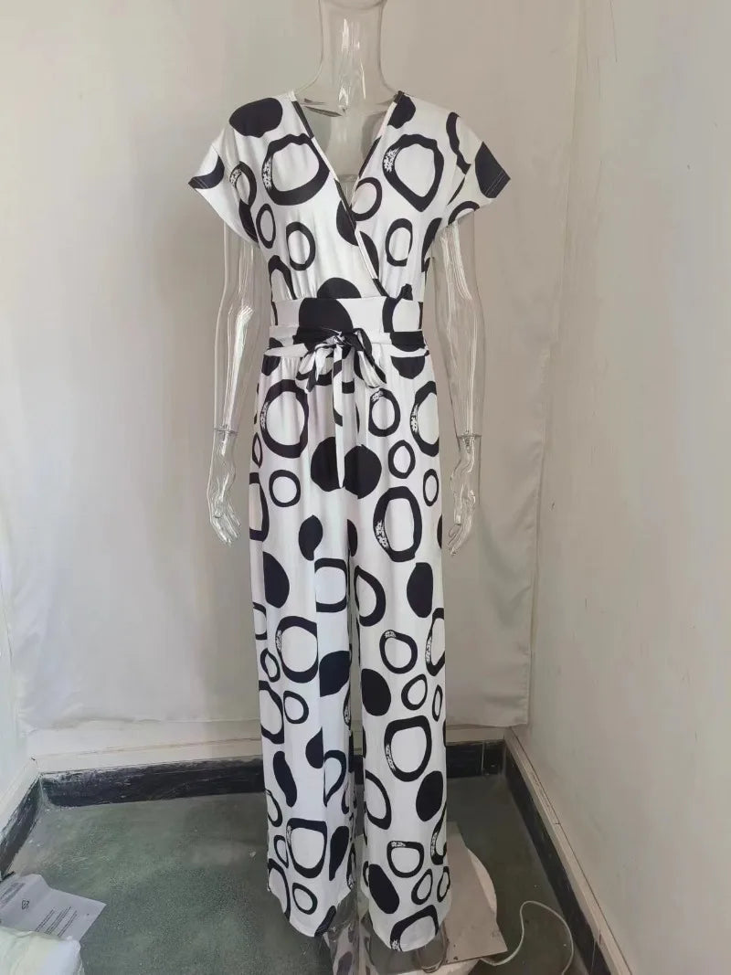 Wide Leg Belted Boho Jumpsuit