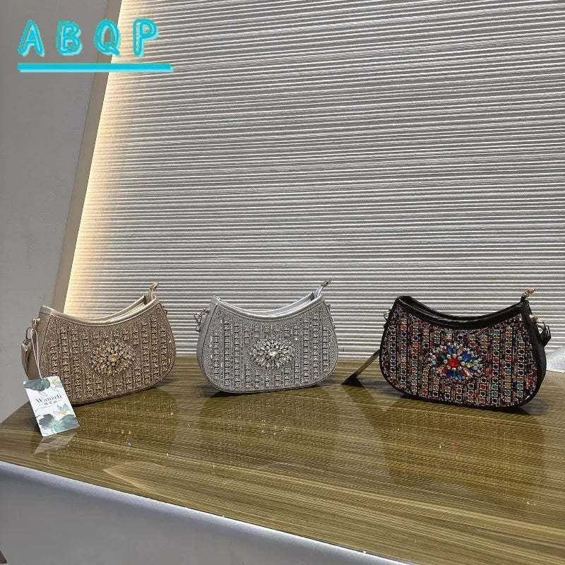 Dinner Women's Bag Luxury Brand Diamond-encrusted Glittering Dinner Party Women's Handbag Fashion Diamond-encrusted Shoulder Bag