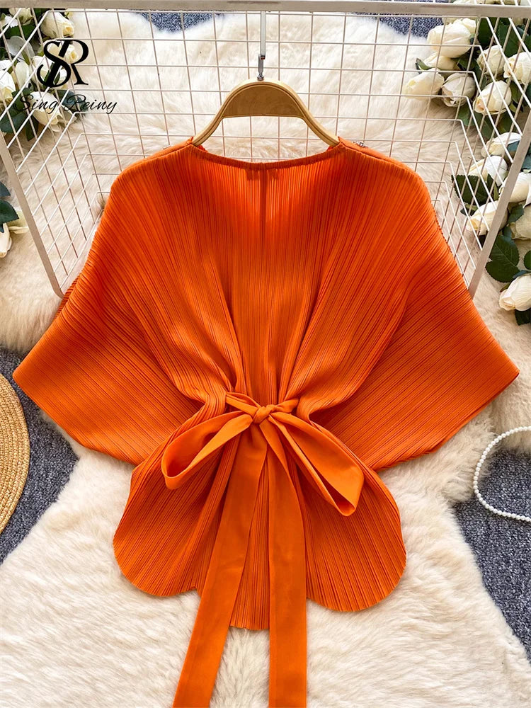 Diamond Embellished Batwing Sleeve Blouse for Women
