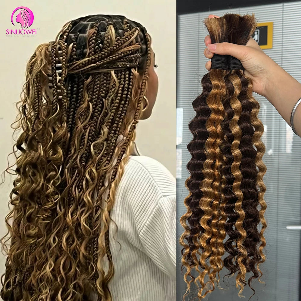 Honey Blonde Deep Wave Human Hair Braiding Extensions for Women