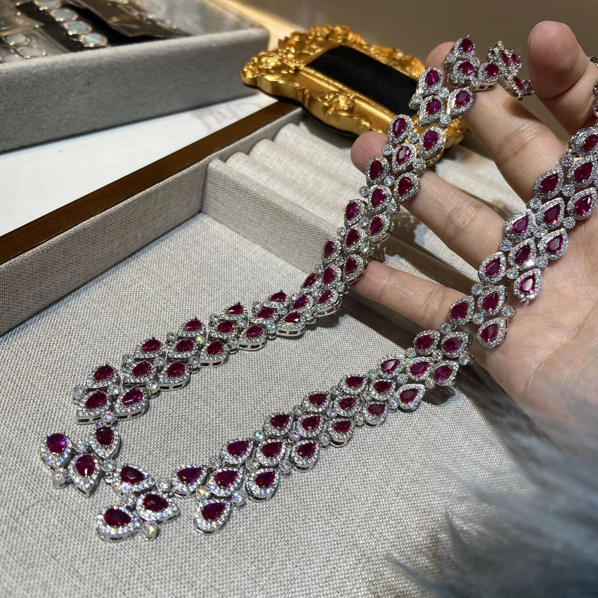 Zircon Tassel Necklace and Bracelet Set for Women
