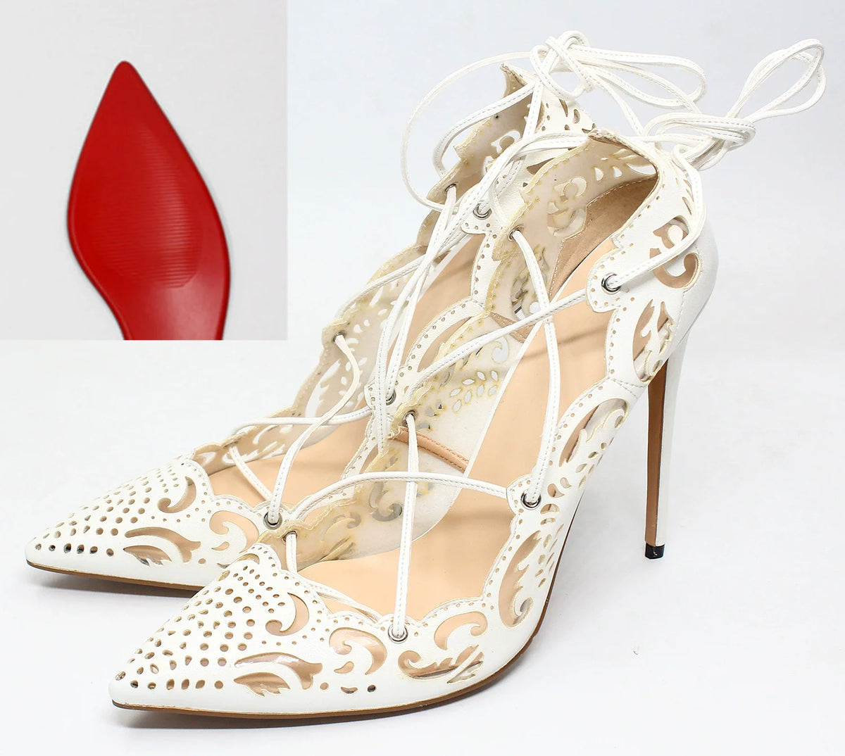 Pointed Toe Lace-Up Thin High Heel Pumps for Women