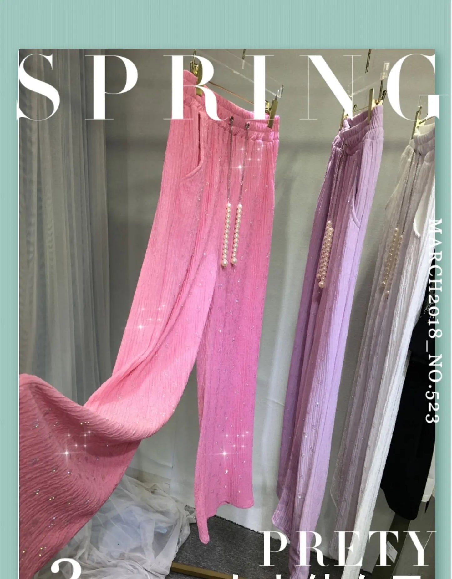 Pink Silk-Feel Wide Leg Pants
