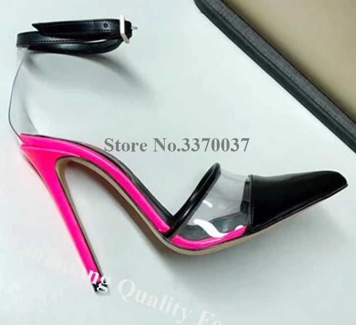 Transparent Cut Out Stiletto Pointed Toe Pumps for Women