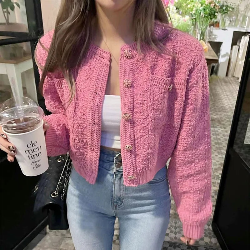 Cozy O Neck Cardigan With Pockets
