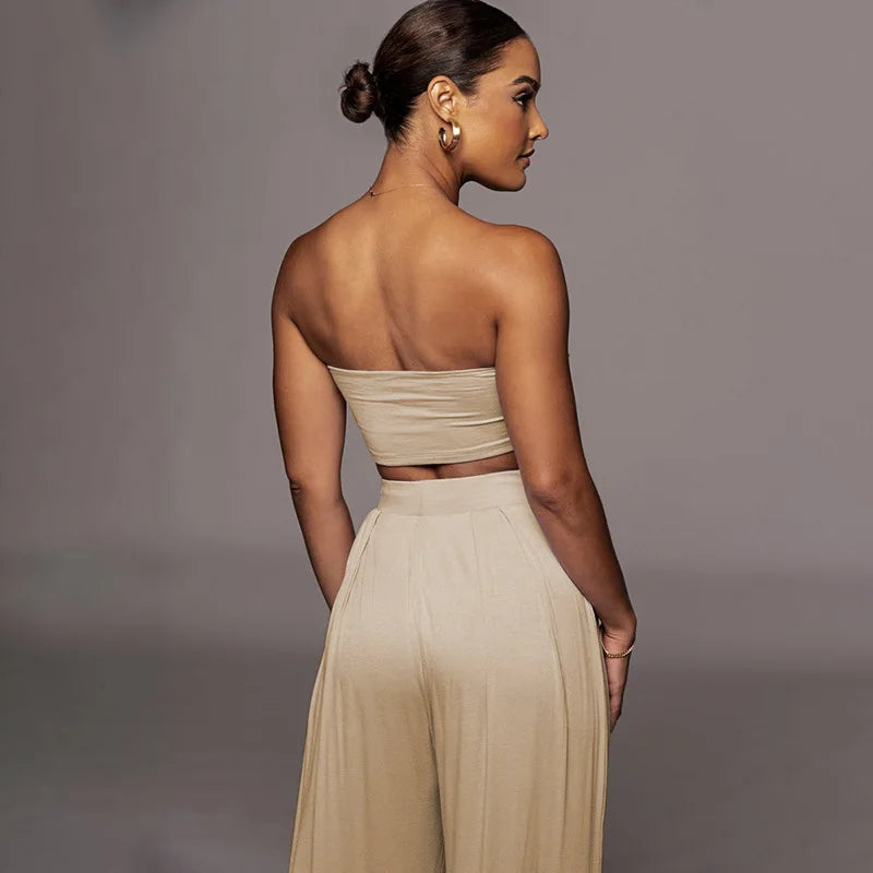 Elegant Solid Color Casual Two Piece Set for Women