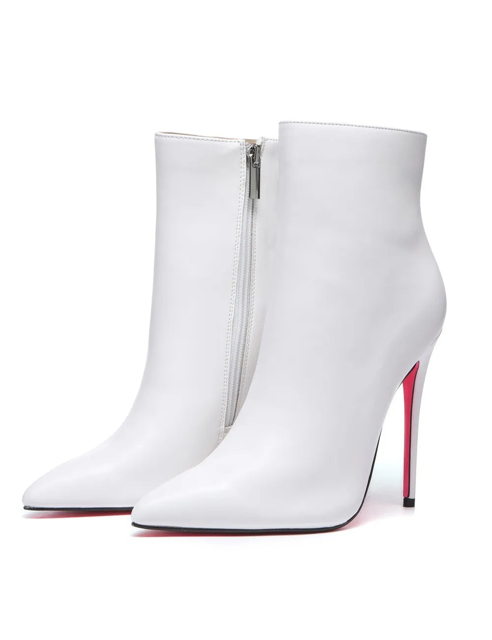 High Heel Pointed Toe Shiny Leather Ankle Boots For Women