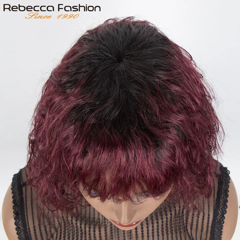 Natural Short Curly Glueless Human Hair Bob Wig for Women