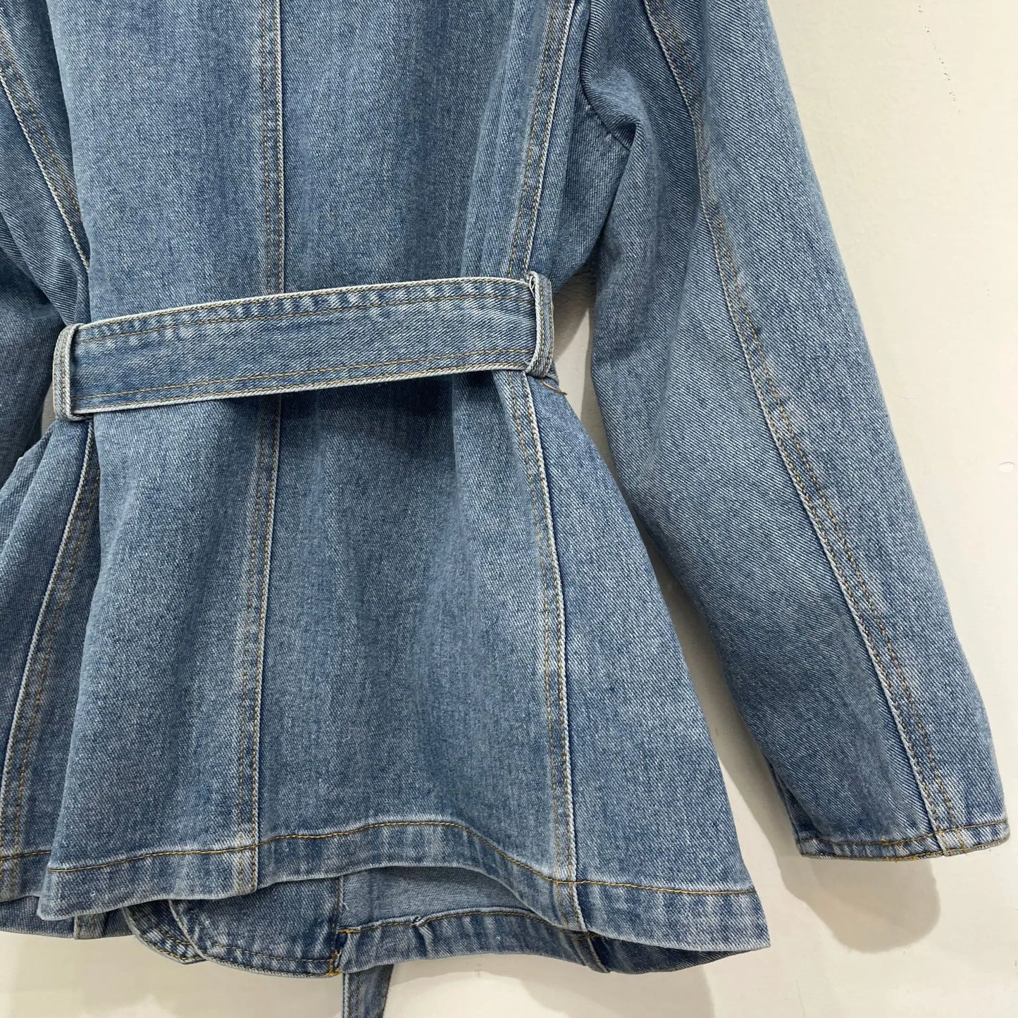 2026 Spring New Heavy Beaded Denim Jacket for Women Fashion Loose-fit Long-sleeve Streetwear Cinched Waist Denim Coat Tops